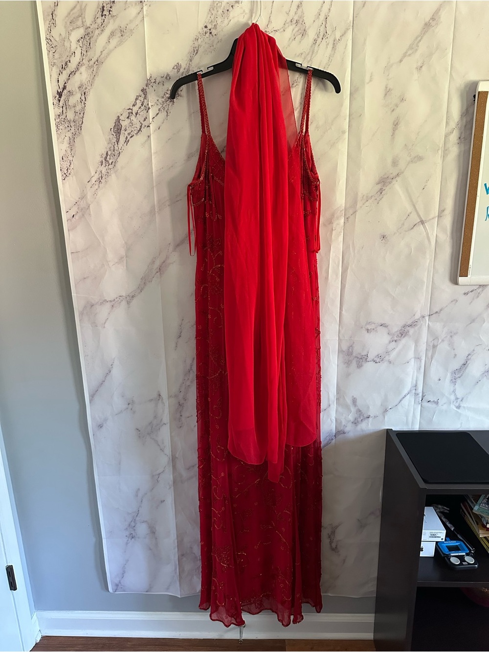 VINTAGE 1999 ALYCE DESIGNS BEADED FORMAL DRESS RED WOMENS MEDIUM GREAT CONDITION - Picture 2 of 16